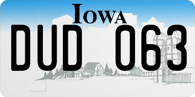 IA license plate DUD063