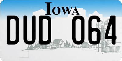 IA license plate DUD064