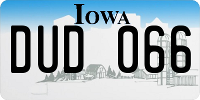 IA license plate DUD066
