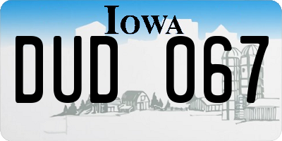 IA license plate DUD067