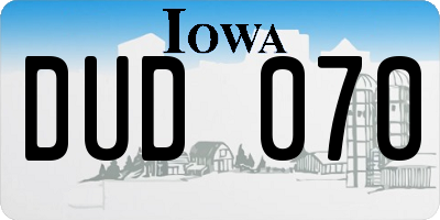 IA license plate DUD070