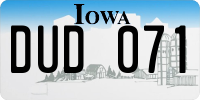 IA license plate DUD071