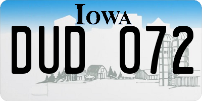 IA license plate DUD072