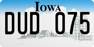 IA license plate DUD075