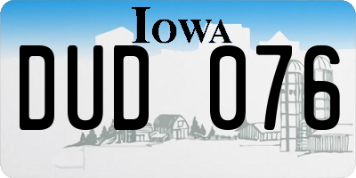 IA license plate DUD076