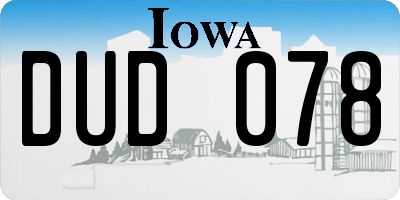 IA license plate DUD078