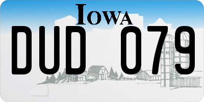 IA license plate DUD079