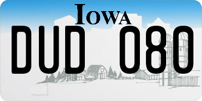 IA license plate DUD080