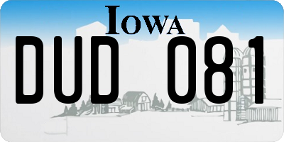 IA license plate DUD081