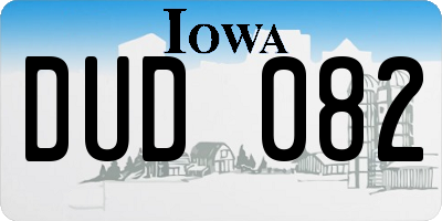 IA license plate DUD082