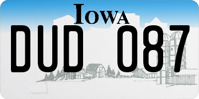 IA license plate DUD087