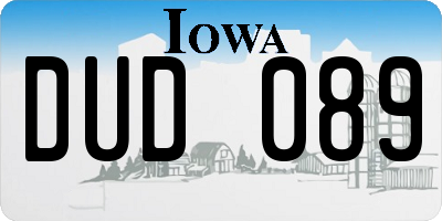 IA license plate DUD089