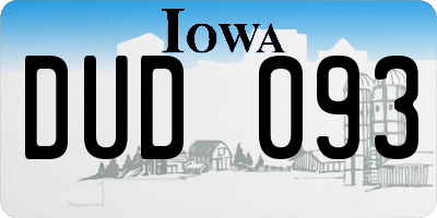 IA license plate DUD093