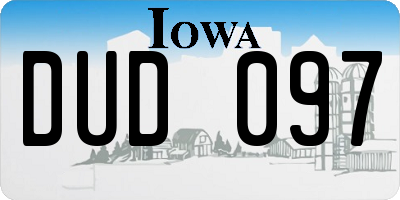 IA license plate DUD097