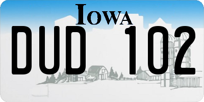 IA license plate DUD102