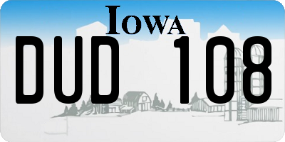 IA license plate DUD108