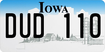 IA license plate DUD110