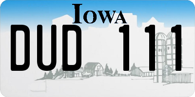 IA license plate DUD111