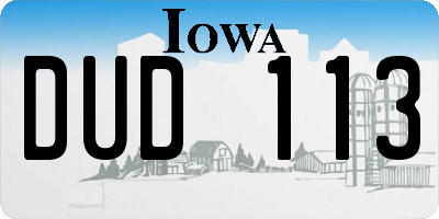 IA license plate DUD113