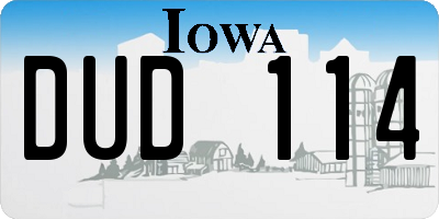 IA license plate DUD114