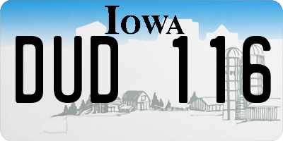 IA license plate DUD116