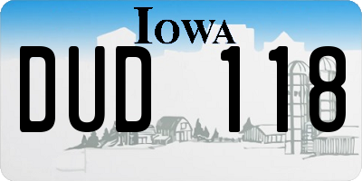 IA license plate DUD118