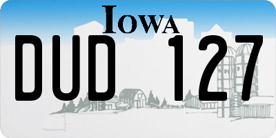 IA license plate DUD127