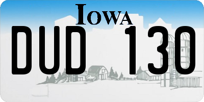 IA license plate DUD130