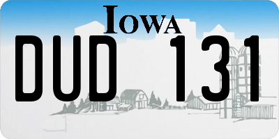 IA license plate DUD131