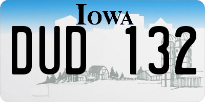 IA license plate DUD132