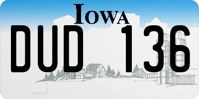 IA license plate DUD136