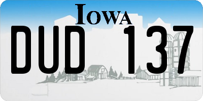 IA license plate DUD137