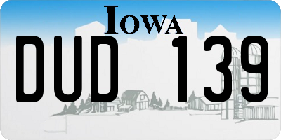 IA license plate DUD139