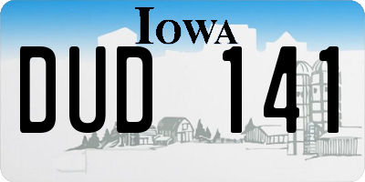 IA license plate DUD141