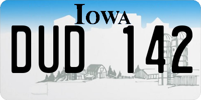 IA license plate DUD142