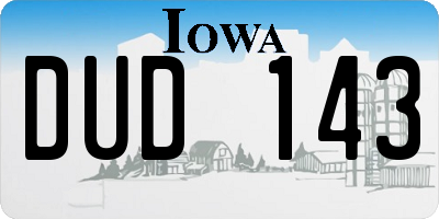 IA license plate DUD143