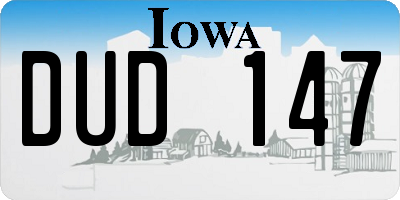 IA license plate DUD147
