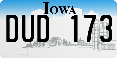 IA license plate DUD173