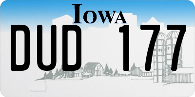 IA license plate DUD177