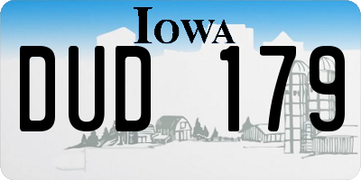 IA license plate DUD179