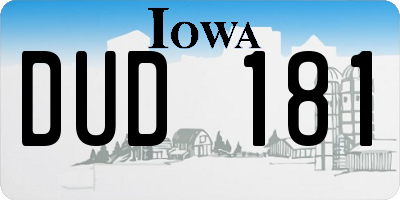 IA license plate DUD181