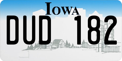 IA license plate DUD182