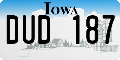 IA license plate DUD187