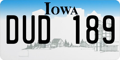 IA license plate DUD189