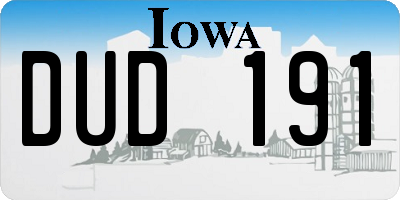 IA license plate DUD191
