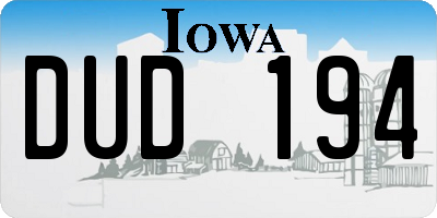 IA license plate DUD194