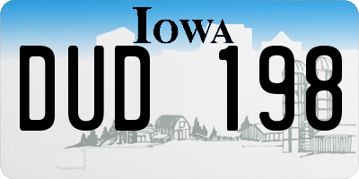 IA license plate DUD198