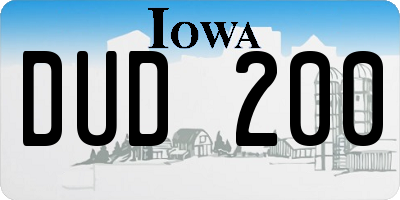 IA license plate DUD200