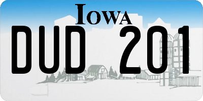 IA license plate DUD201