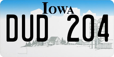 IA license plate DUD204
